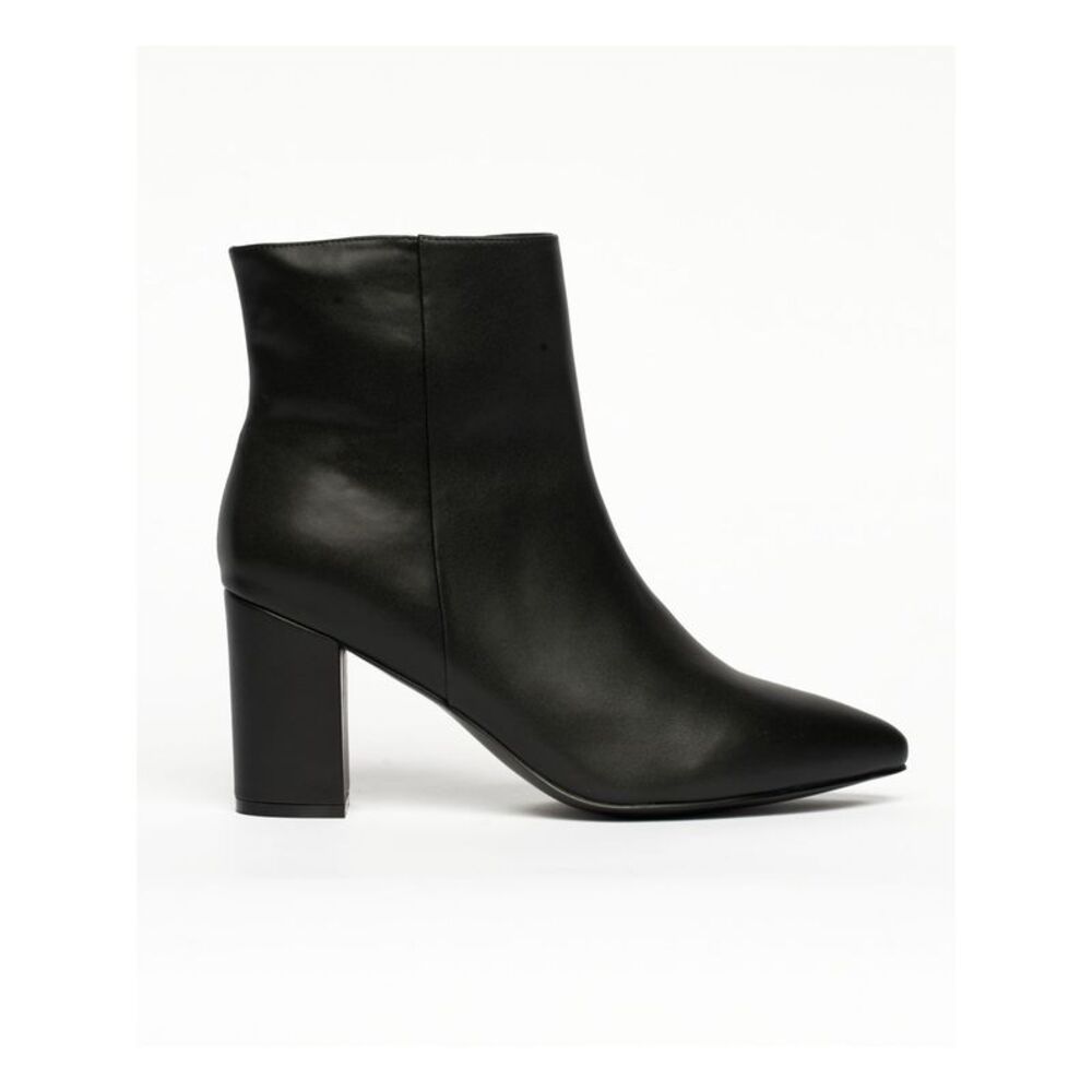 SMASH SHOES Womens Black Padded Chiku Pointy Toe Zip-Up Leather Booties 11